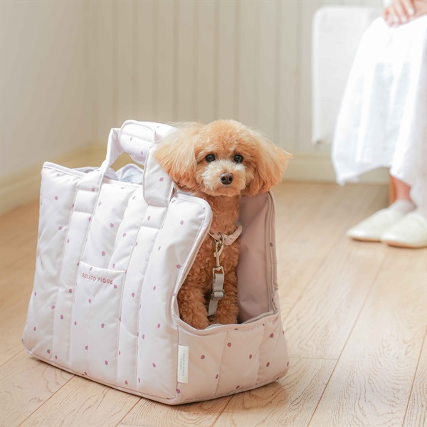 CAT＆DOG　モチーフ柄ミニサイズキャリーバッグ(ピンク（苺柄）)
